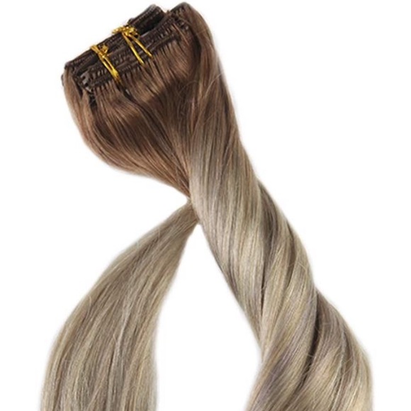 ✨20” FULL HEAD 120G #5 #20 #24 Human Hair ClipINS main image 5